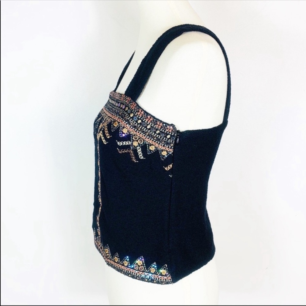St. John By Marie Gray Black Sequin Sleeveless Top - Picture 3 of 8